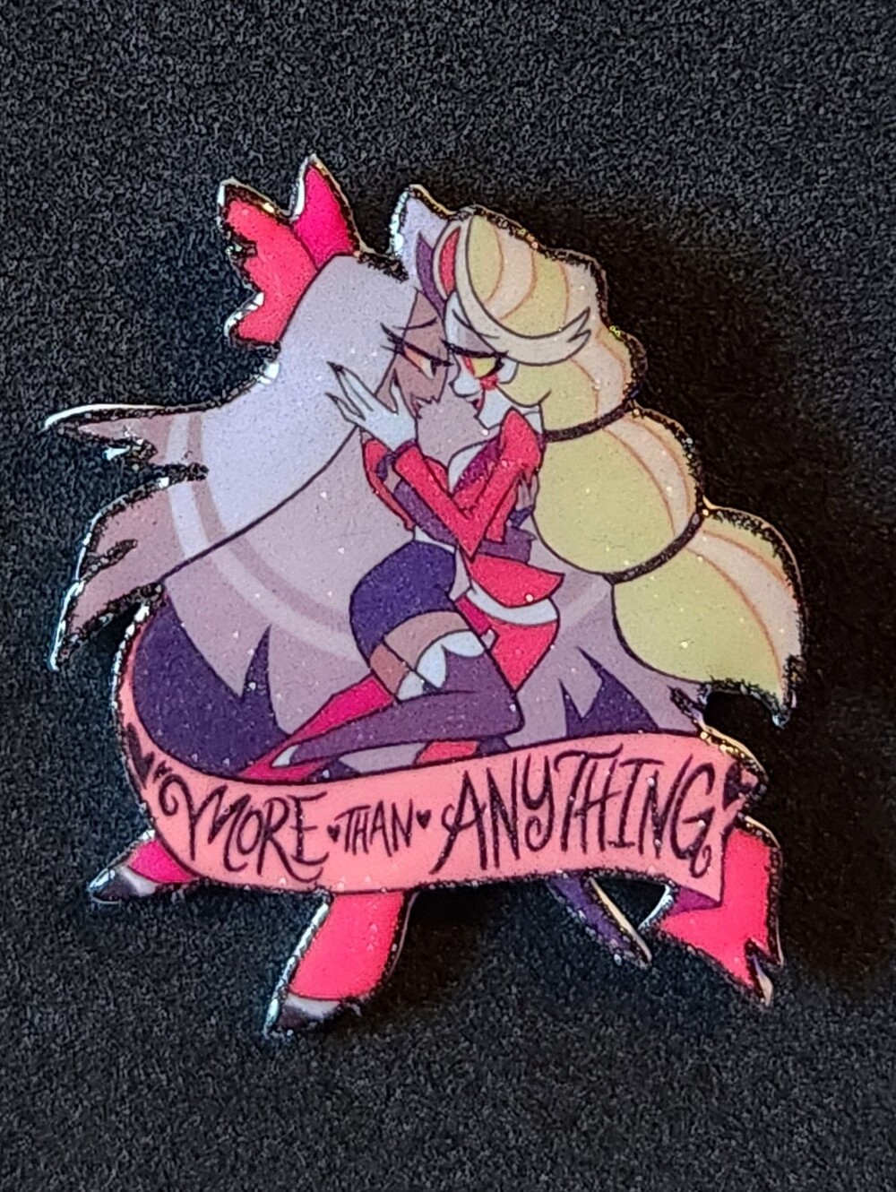 Charlie And Vaggie Glitter Pin - Hazbin Hotel